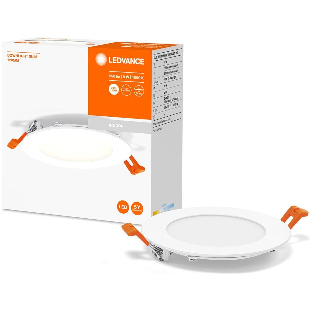 Ledvance Downlight Led: Per Soffitto, Recess Slim Downlight / 8 W, 220…240 V, Ampiezza Fascio Luminoso: 110, Cool White, 4000 K, Materiale Del Corpo: Polyprophylene (pp) /polyamid, Ip20 - Foto 3