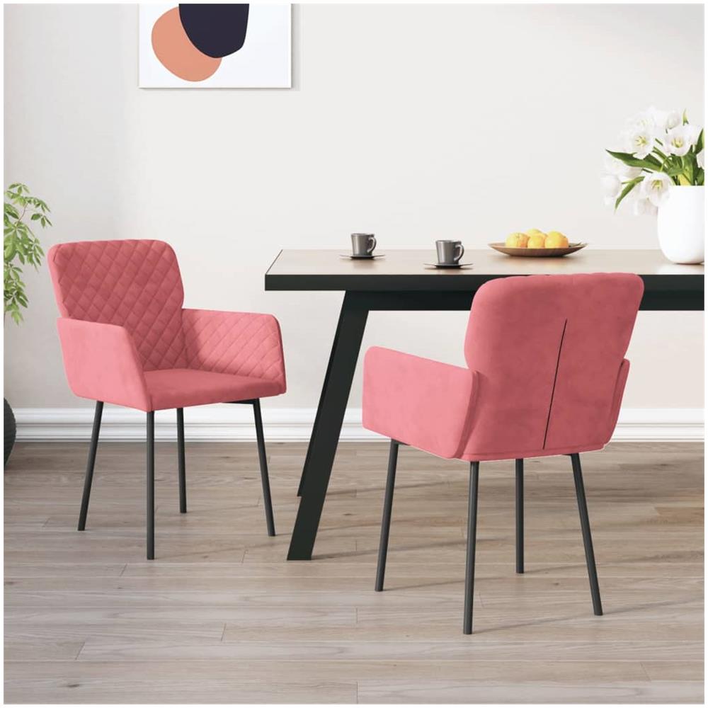 Sedie Da Pranzo 2 Pz Rosa In Velluto - Foto 1