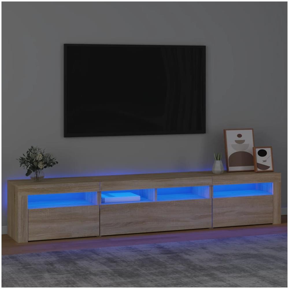 Mobile Porta Tv Con Luci Led Rovere Sonoma 210x35x40 Cm - Foto 1