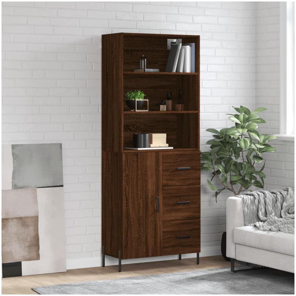 Credenza Rovere Marrone VidaXL - 37,5x35x76 Cm, Legno Multistrato, 3 Cassetti, Per Cucina/Bagno/Soggiorno