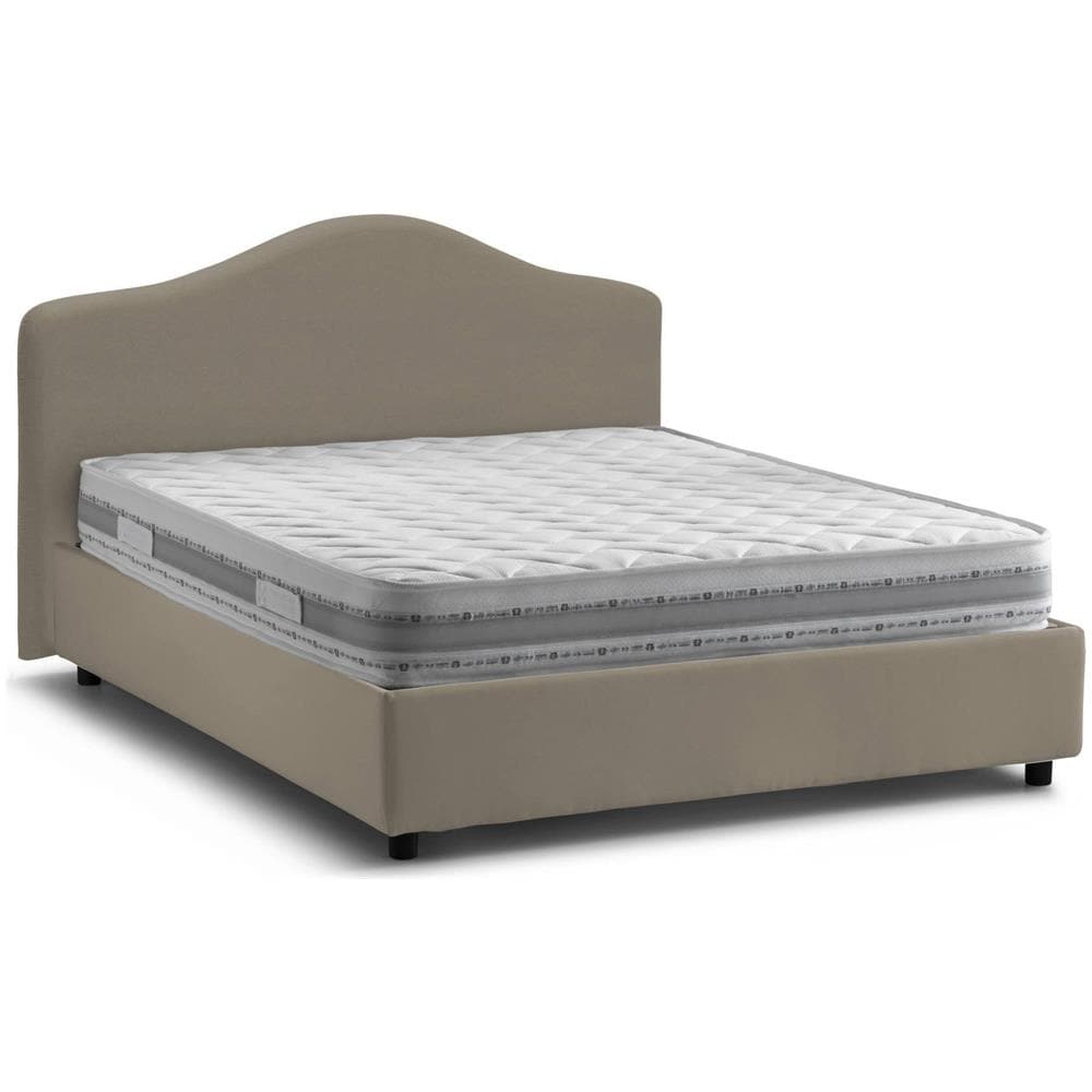 Letto Matrimoniale Annunziata, Letto Contenitore Con Rivestimento In Tessuto, 100% Made In Italy, Apertura Frontale, Con Materasso Cm 160x190 Incluso, Tortora - Foto 2