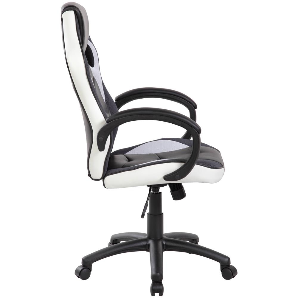 Sedia Da Gaming Caloundra, Poltrona Da Gaming Adulto, Sedia Da Scrivania, 66x61h104/114 Cm, Nero E Bianco - Foto 2