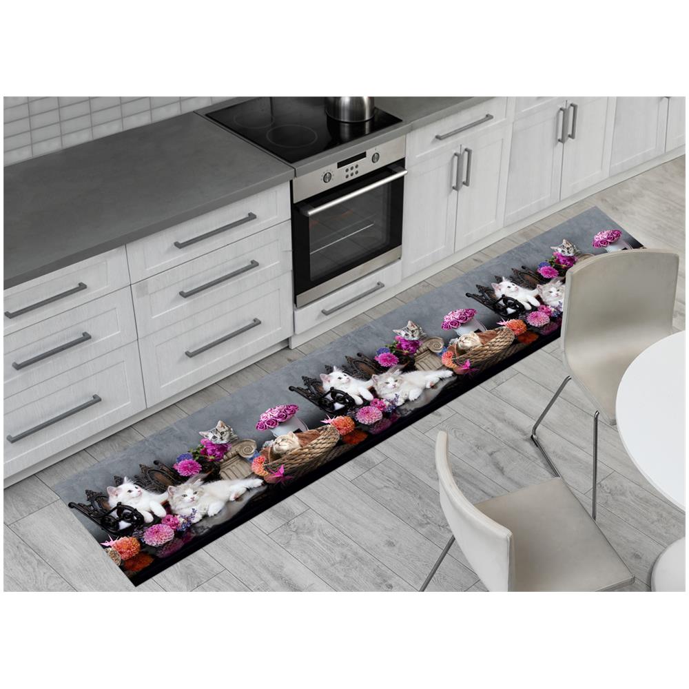 Tappeto Passatoia Cucina Antiscivolo Sottolavello Digitale Disegno Cat Room 50x280 Cat Room - Foto 1