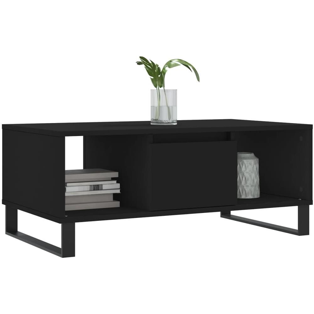 Tavolino Da Salotto Nero 90x50x36,5 Cm In Legno Multistrato - Foto 3