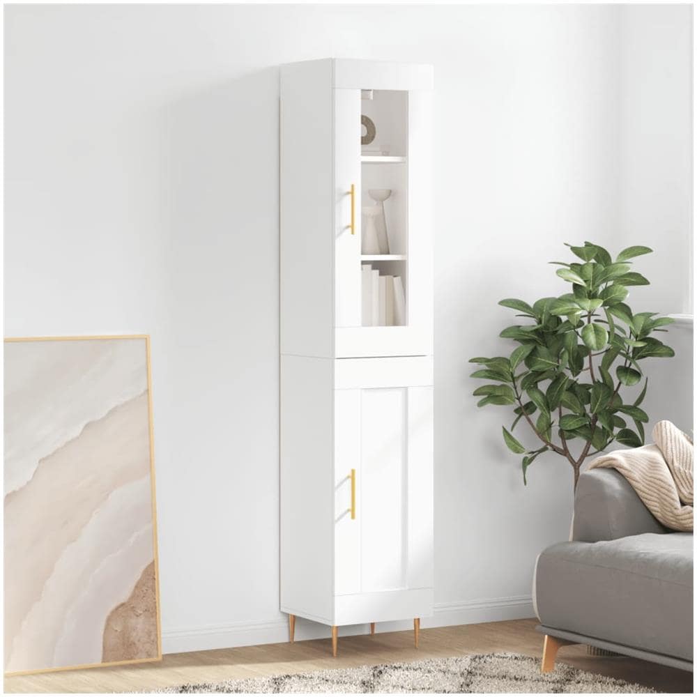 Credenza Bianca 34,5x34x180 Cm In Legno Multistrato - Foto 1