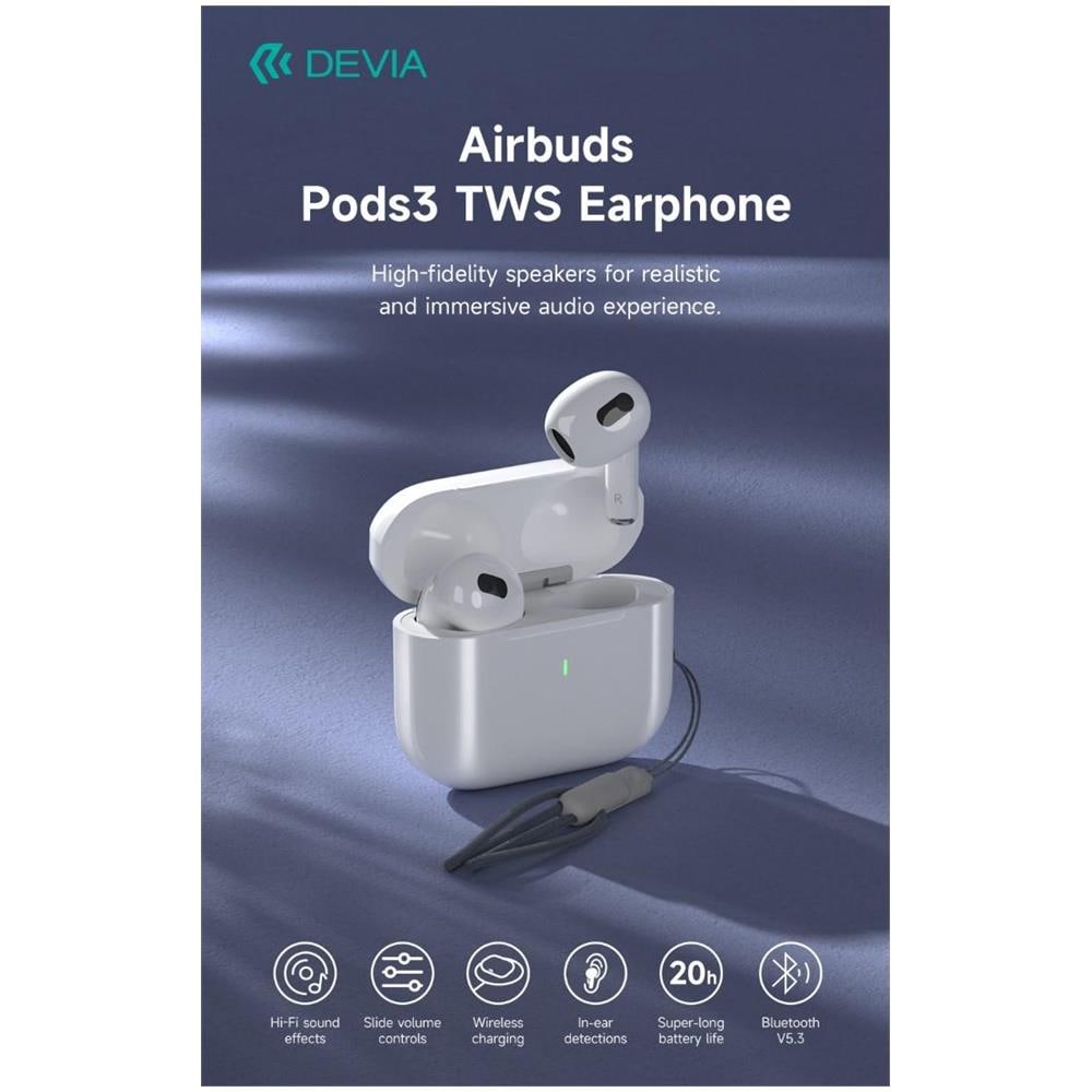 Auricolari Airbuds Pods3 TWS EM410 BT 5.3 C.Wireless Bianchi - Foto 1