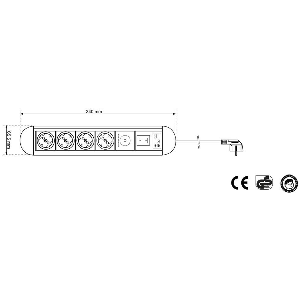 IUPS-PCP-AL4 - Multipresa schuko in alluminio 4 posti con interruttore e Led - Foto 2