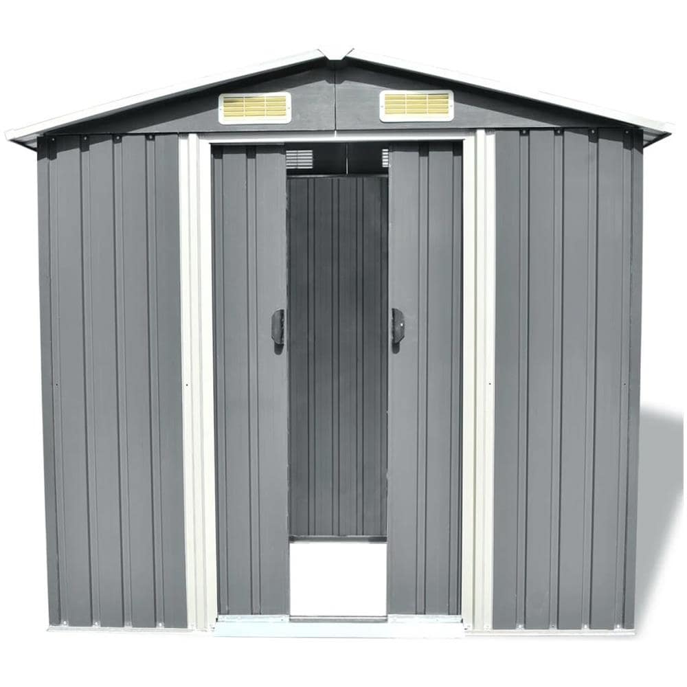 Capanno Per Attrezzi In Metallo Grigio 204x132x186 Cm - Foto 2