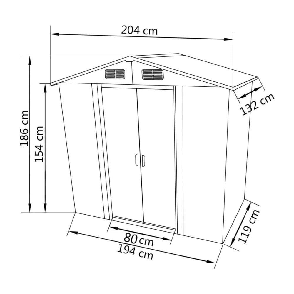 Capanno Per Attrezzi In Metallo Grigio 204x132x186 Cm - Foto 8