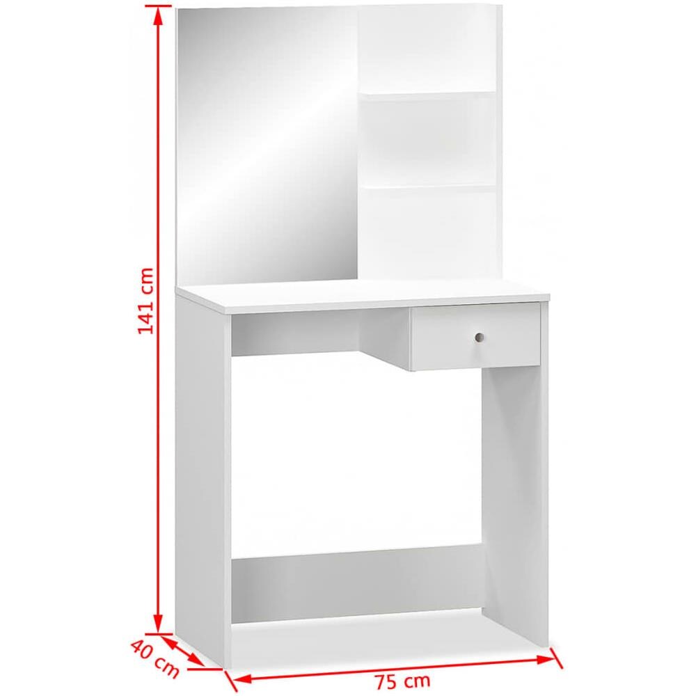 Toeletta in Legno Multistrato 75x40x141 cm Bianco - Foto 5