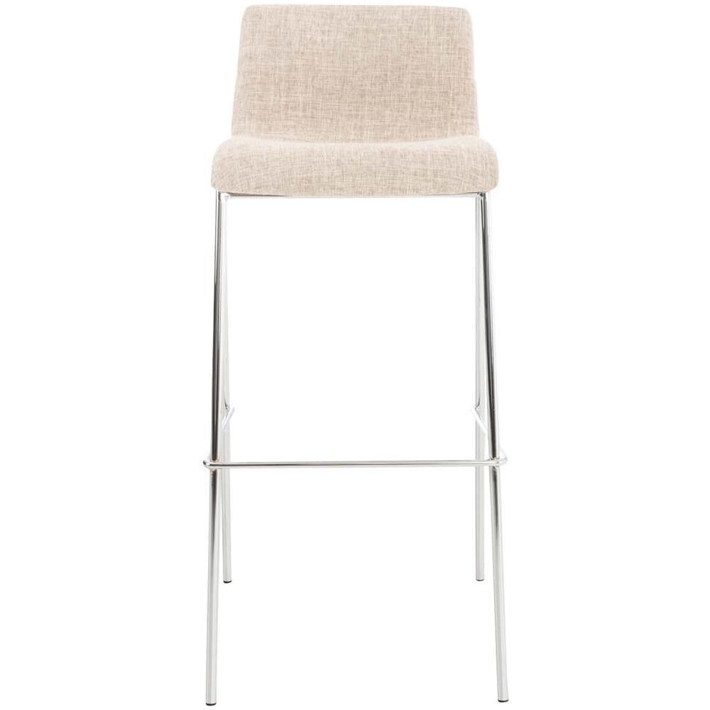 Sgabello Bar Hoover in Tessuto I Sgabello Alto Design 4 Gambe in Metallo I Sedia Sgabello Impilabile con Schienale I Sgabello Bancone H 76 CM Crema Base Cromata - Foto 2