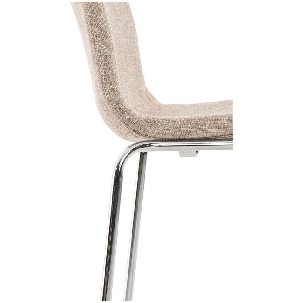 Sgabello Bar Hoover in Tessuto I Sgabello Alto Design 4 Gambe in Metallo I Sedia Sgabello Impilabile con Schienale I Sgabello Bancone H 76 CM Crema Base Cromata - Foto 5