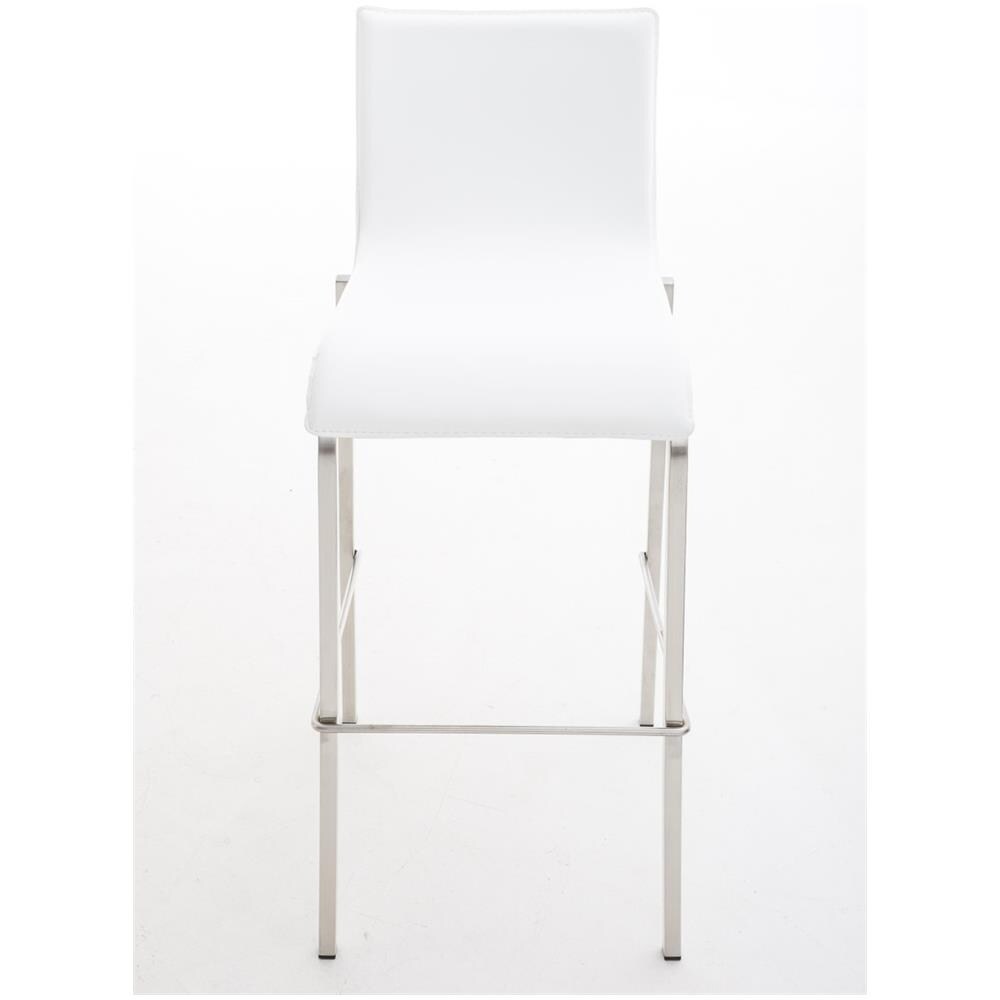 Sgabello Bar Impilabile Avola In Acciaio E Similpelle I Sedia Alta Da Cucina Con Schienale Altezza Seduta 78 CM Bianco - Foto 2