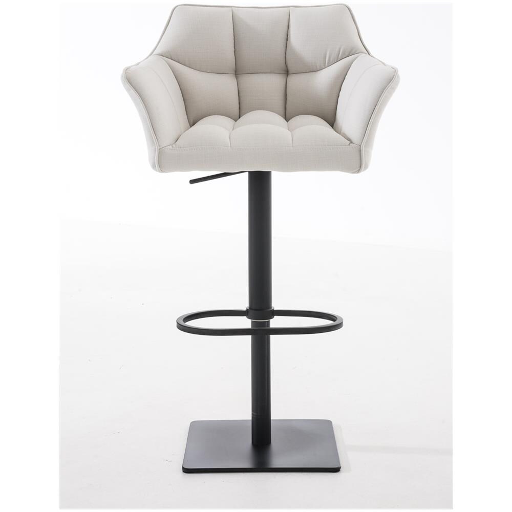 Sgabello Alto Bar Damaso I Sgabello Design Cucina Trapuntato in Tessuto con Braccioli E Schienale Imbottiti l Sedia Sgabello Bar Pub con Poggiapiedi Bianco Nero - Foto 2