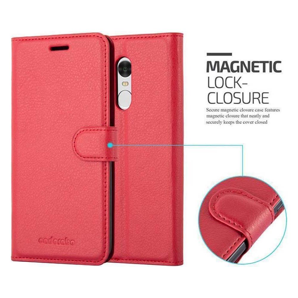 Cadorabo Custodia Compatibile Con Xiaomi Redmi Note 4 In Rosso Carminio - Coperchio Protettiva Con Chiusura Magnetica, Funzione Stand E Tasca Per Le Carte - Foto 2