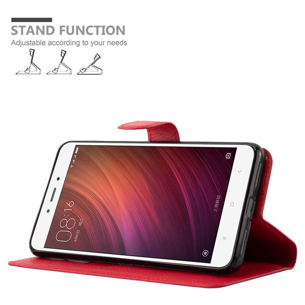 Cadorabo Custodia Compatibile Con Xiaomi Redmi Note 4 In Rosso Carminio - Coperchio Protettiva Con Chiusura Magnetica, Funzione Stand E Tasca Per Le Carte - Foto 5