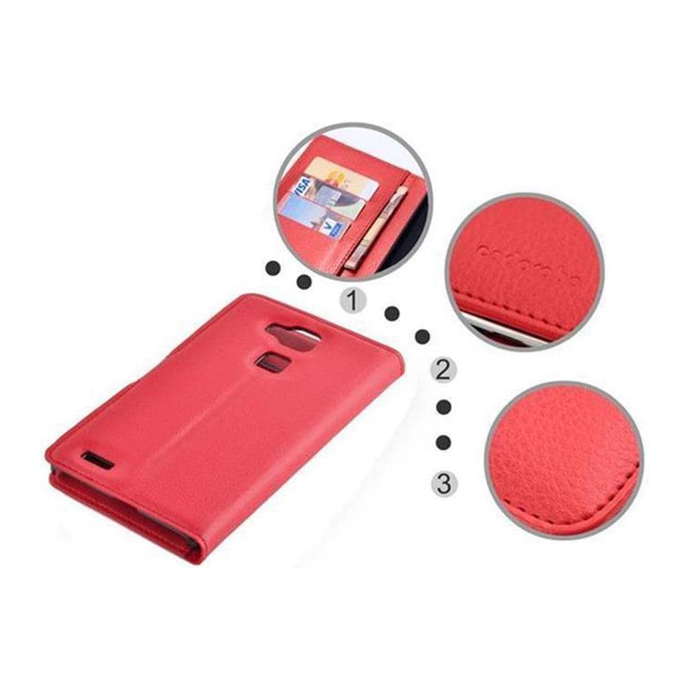 Custodia Compatibile Con Huawei D3 Mate 7 In Rosso Carminio - Coperchio Protettiva Con Chiusura Magnetica, Funzione Stand E Tasca Per Le Carte - Foto 5