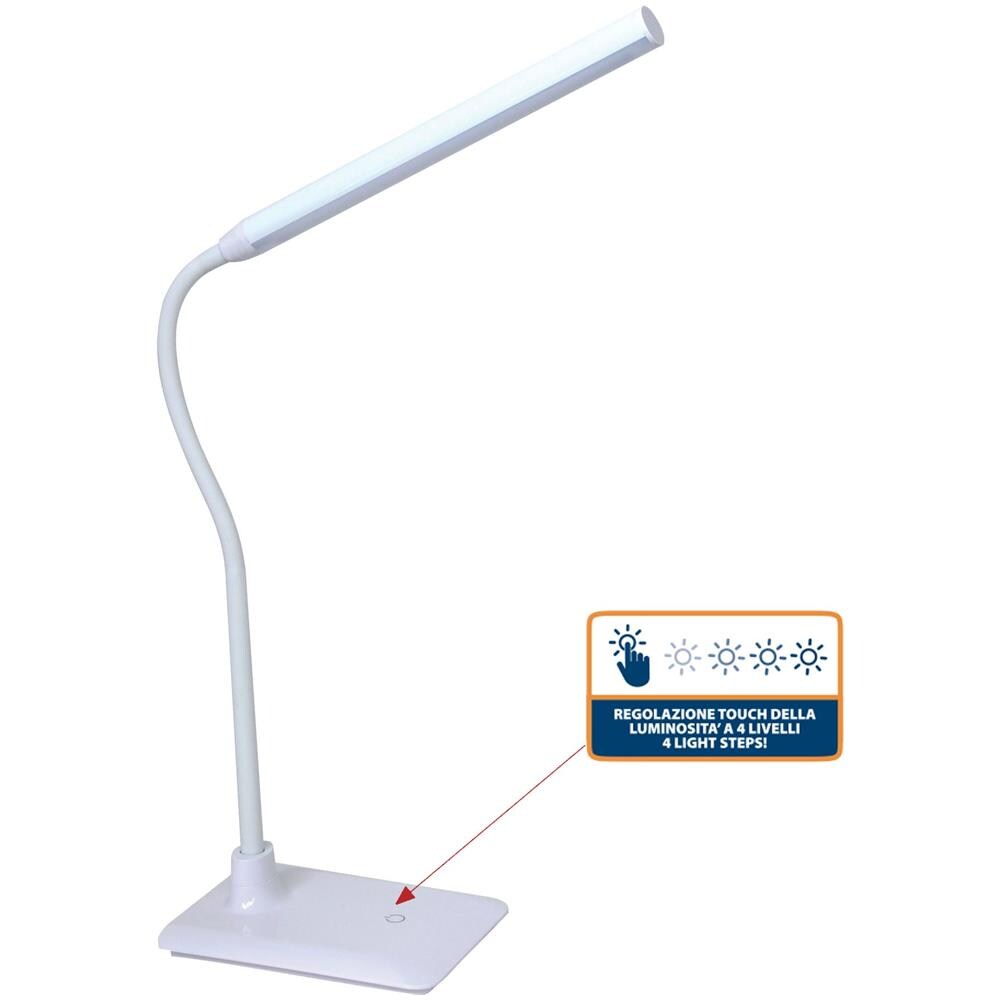 Slim: Lampada Da Scrivania Led 6w, Bianca. Interruttore ''touch - Foto 2