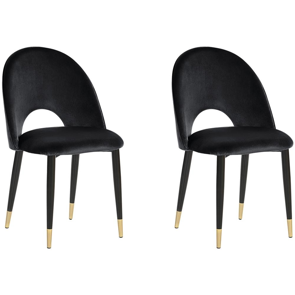 Set Di Due Sedie Da Pranzo In Velluto Nero Magalia - Foto 1