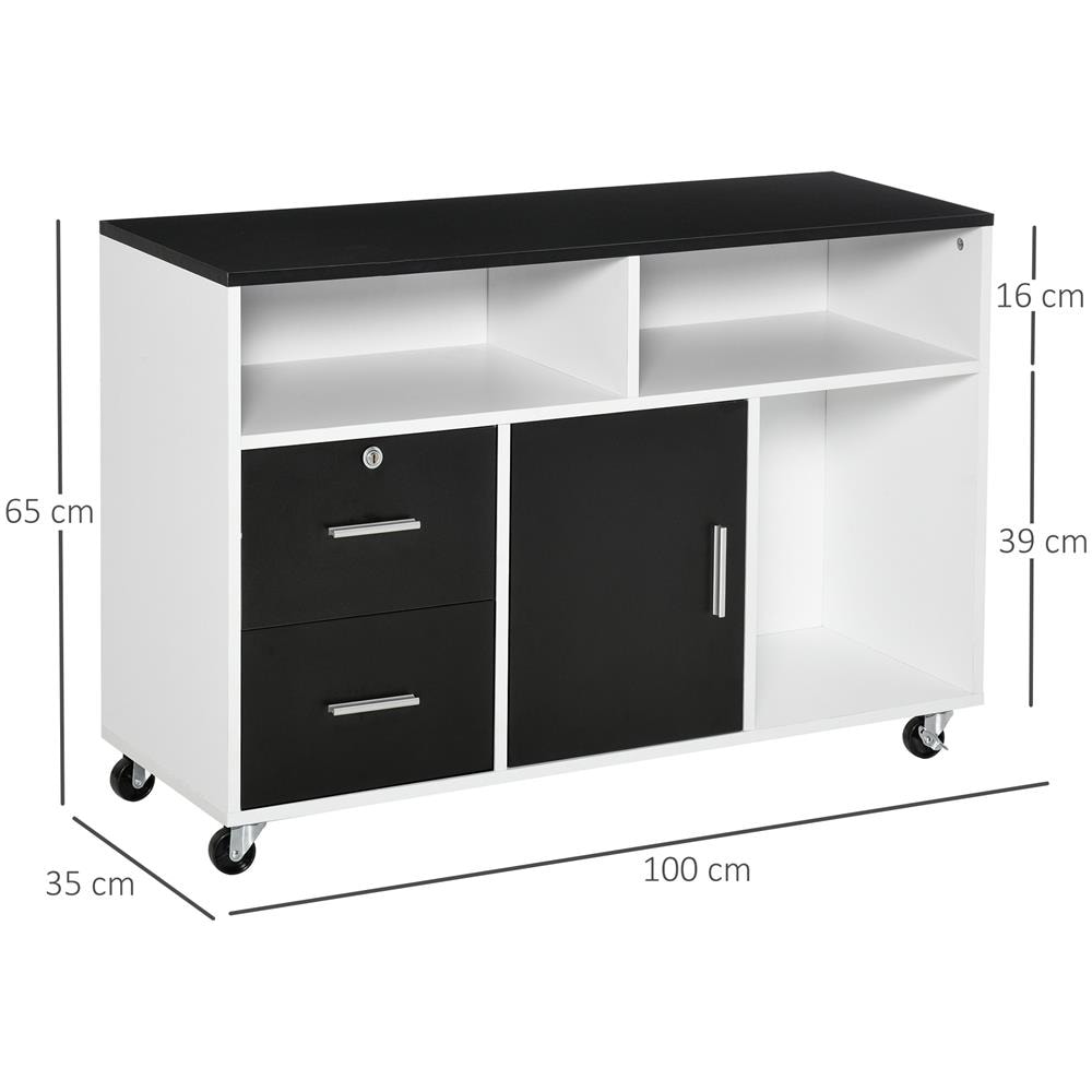 Mobile Porta Stampante Con Cassetti Mobiletto Multiuso Nero E Bianco - Foto 2