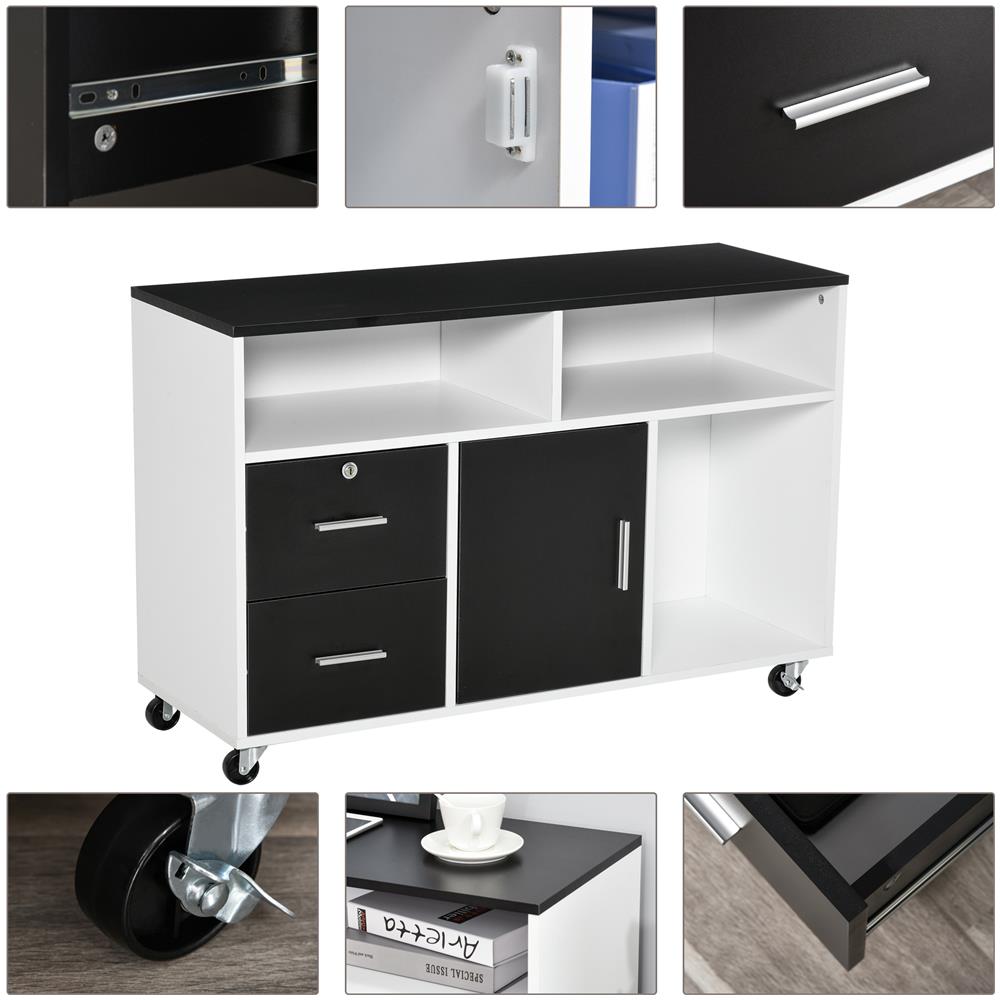 Mobile Porta Stampante Con Cassetti Mobiletto Multiuso Nero E Bianco - Foto 8
