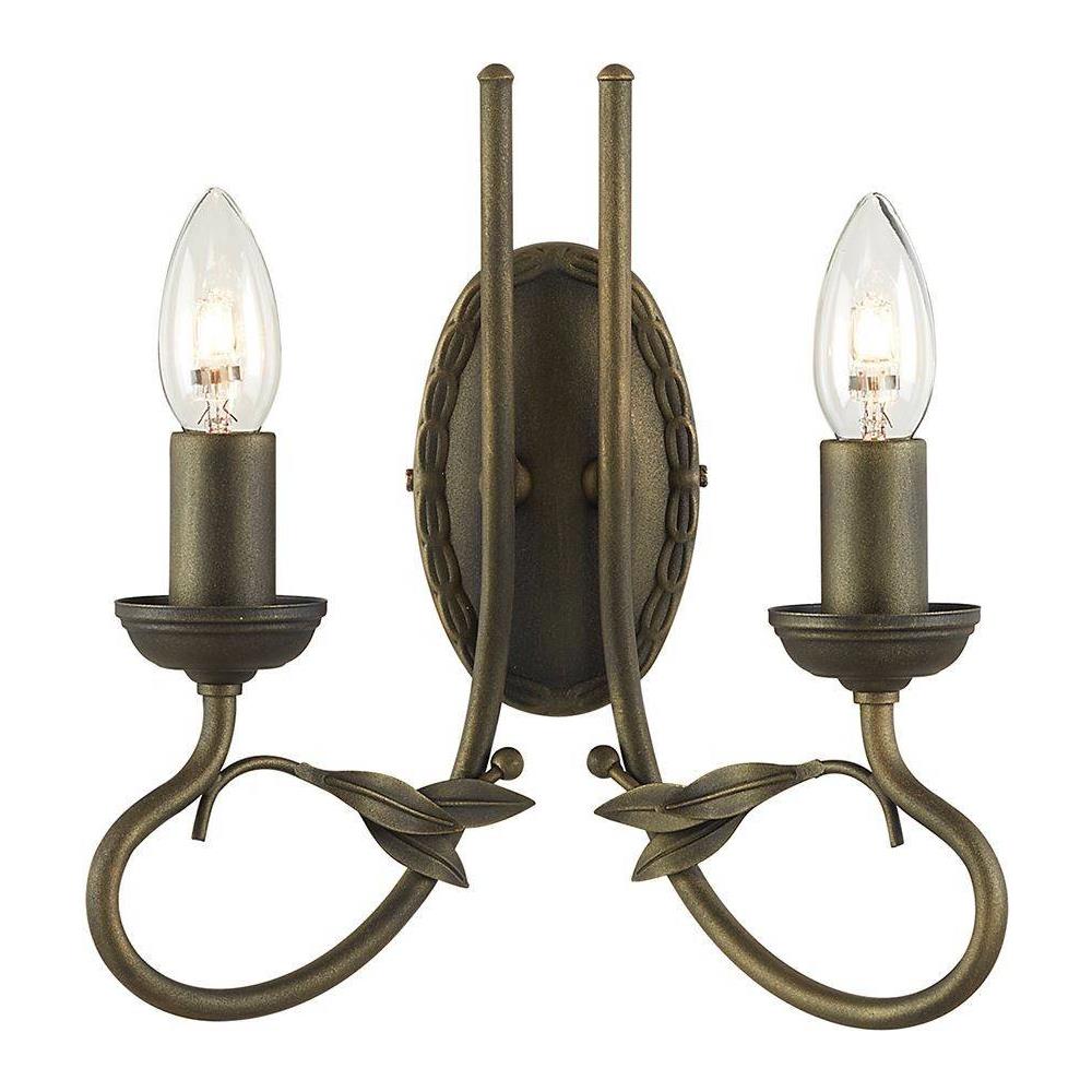 Lampada Da Parete A Candela Per Interni A 2 Luci Nero, Oro, E14 - Foto 1