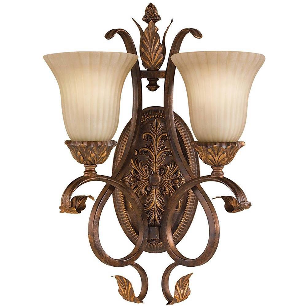 Applique Da Parete Per Interni 2 Luci Guscio Di Tartaruga Invecchiato, Attacco E27 - Foto 1