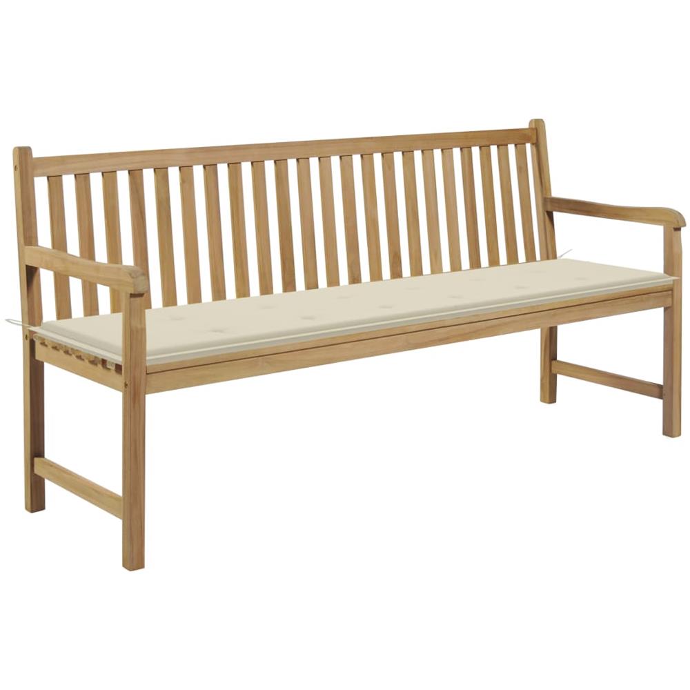 Panca Da Giardino Con Cuscino Crema 175 Cm In Legno Di Teak - Foto 1