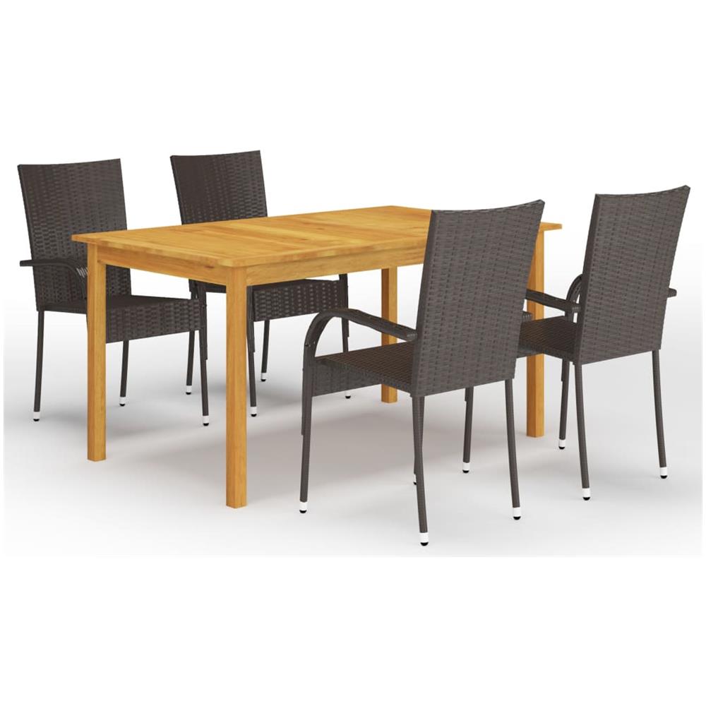 Set Mobili Da Pranzo Per Giardino 5 Pz Marrone - Foto 1