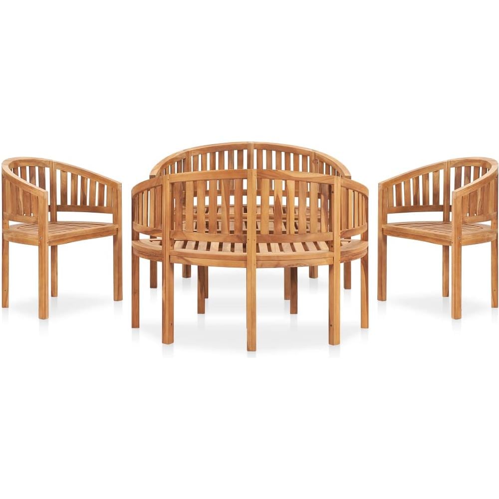 Set Salotto da Giardino 5 pz Design Curvo in Massello di Teak - Foto 2