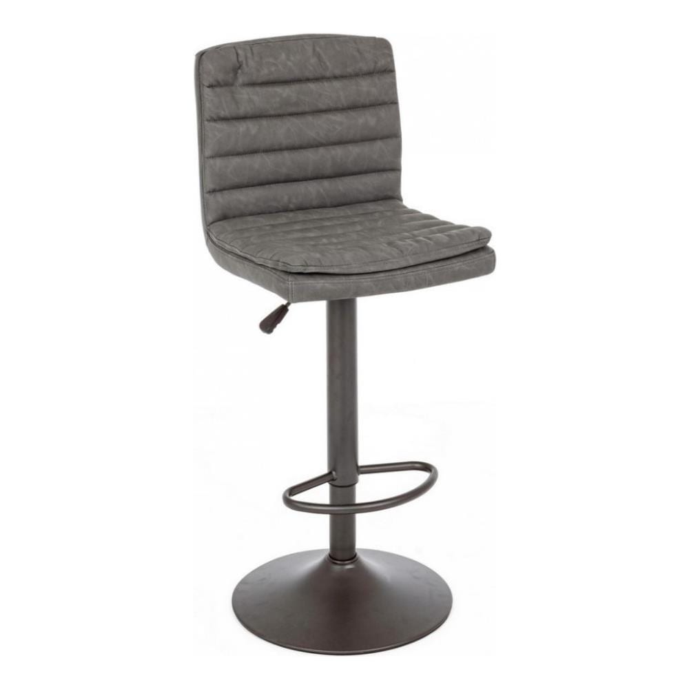 Sgabello Bar Connor Grigio Scuro In Ecopelle Vintage - Foto 1
