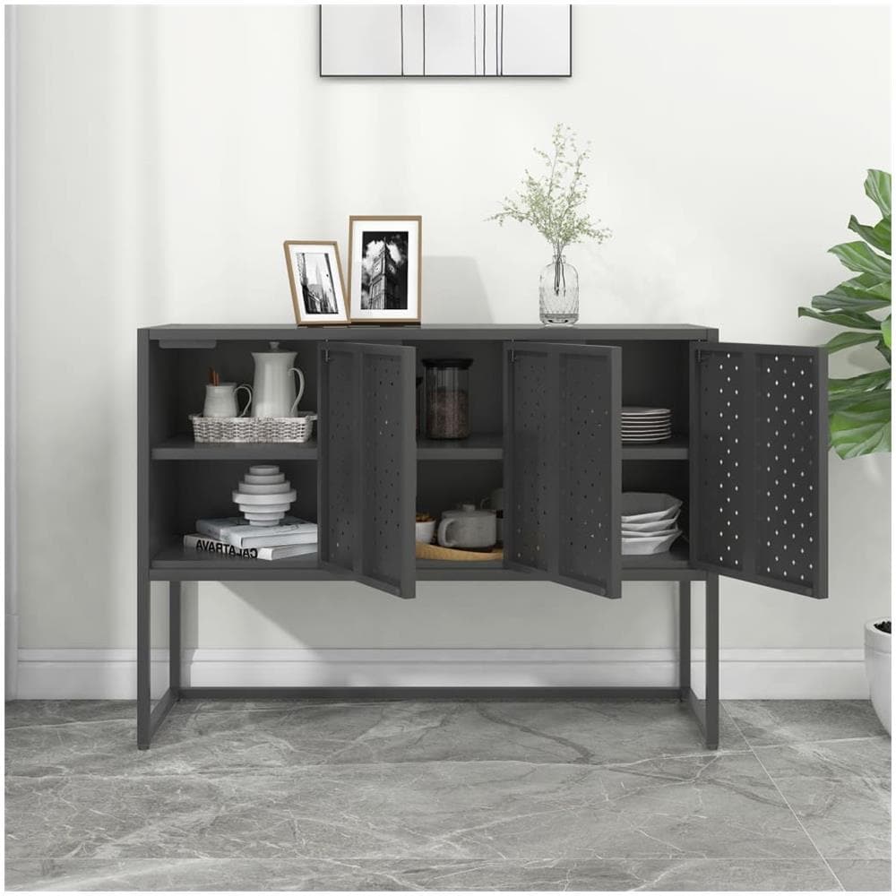 Credenza Antracite 105x35x75 Cm In Acciaio - Foto 3