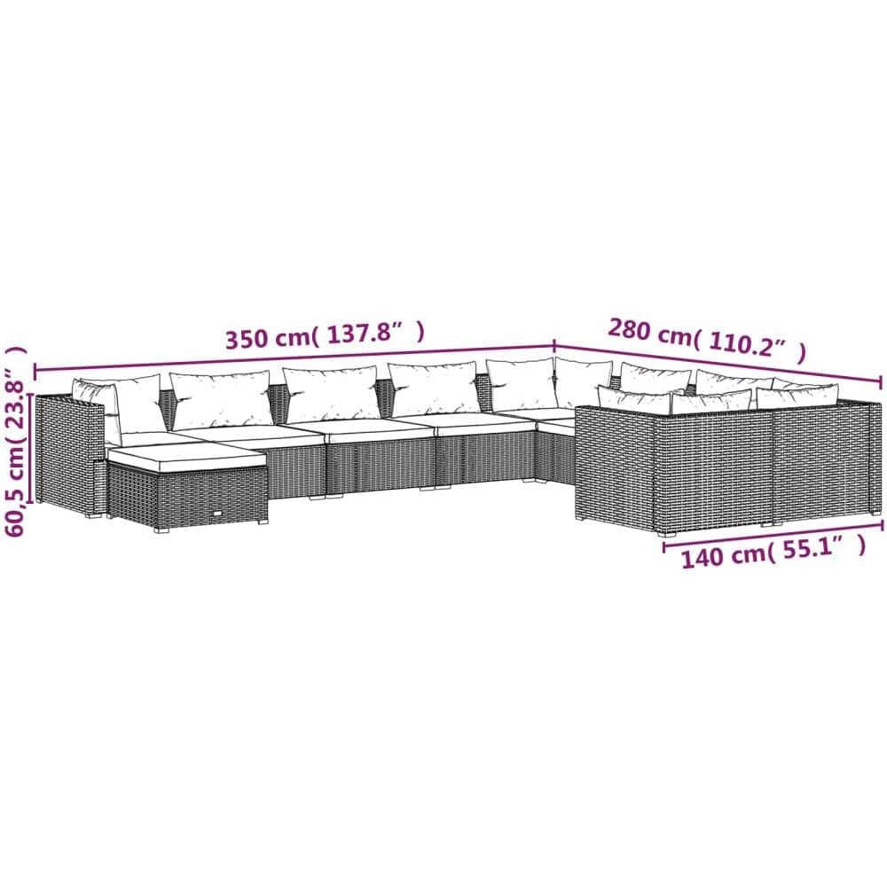 Set Divani Da Giardino 10 Pz Con Cuscini In Polyrattan Grigio - Foto 1