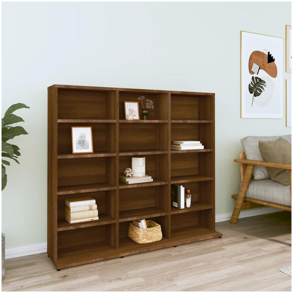 Mobile Porta Cd Rovere Marrone 102x23x89,5 Cm Legno Multistrato - Foto 1