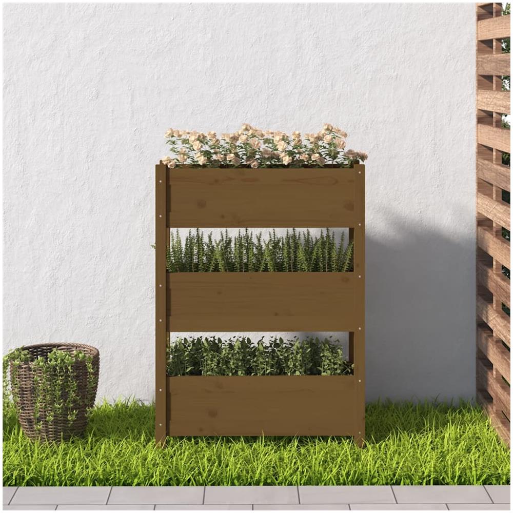 Fioriera Miele 77x25x104,5 Cm In Legno Massello Di Pino - Foto 2