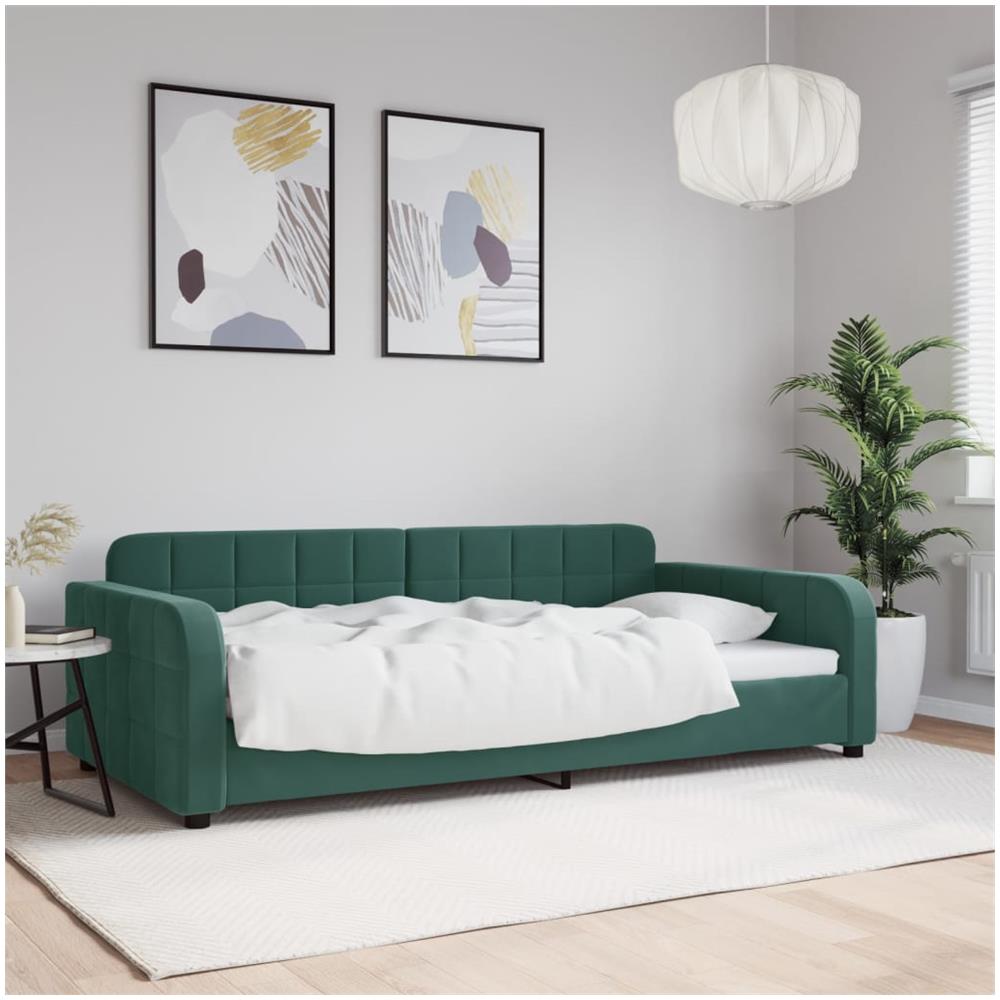 Letto Da Giorno Verde Scuro 100x200 Cm In Velluto - Foto 1