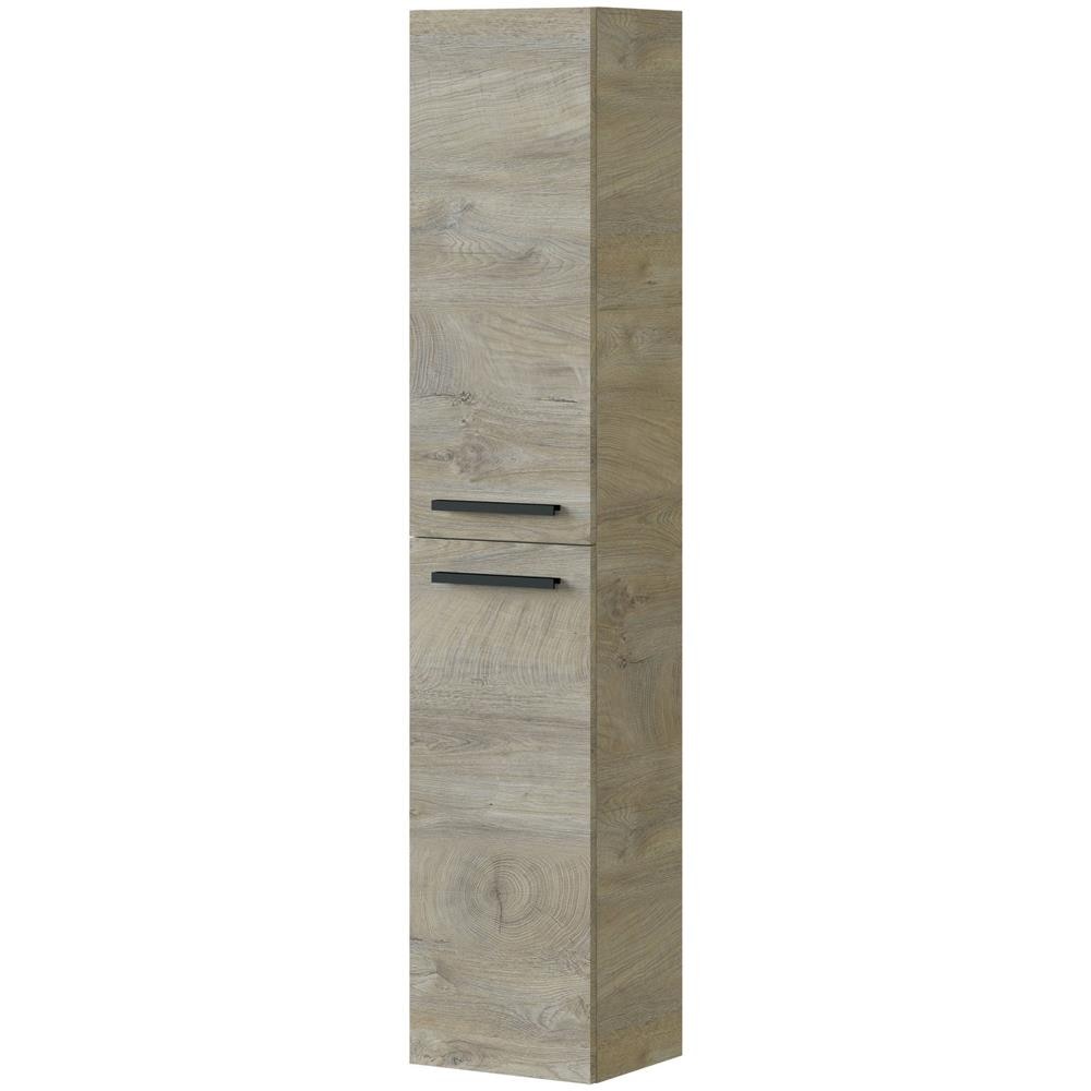 Colonna Bagno Alexandria, Mobile A Colonna Per Bagno A 2 Ante, Armadio Pensile Sospeso Con 2 Ripiani, 30x25h150 Cm, Rovere - Foto 2