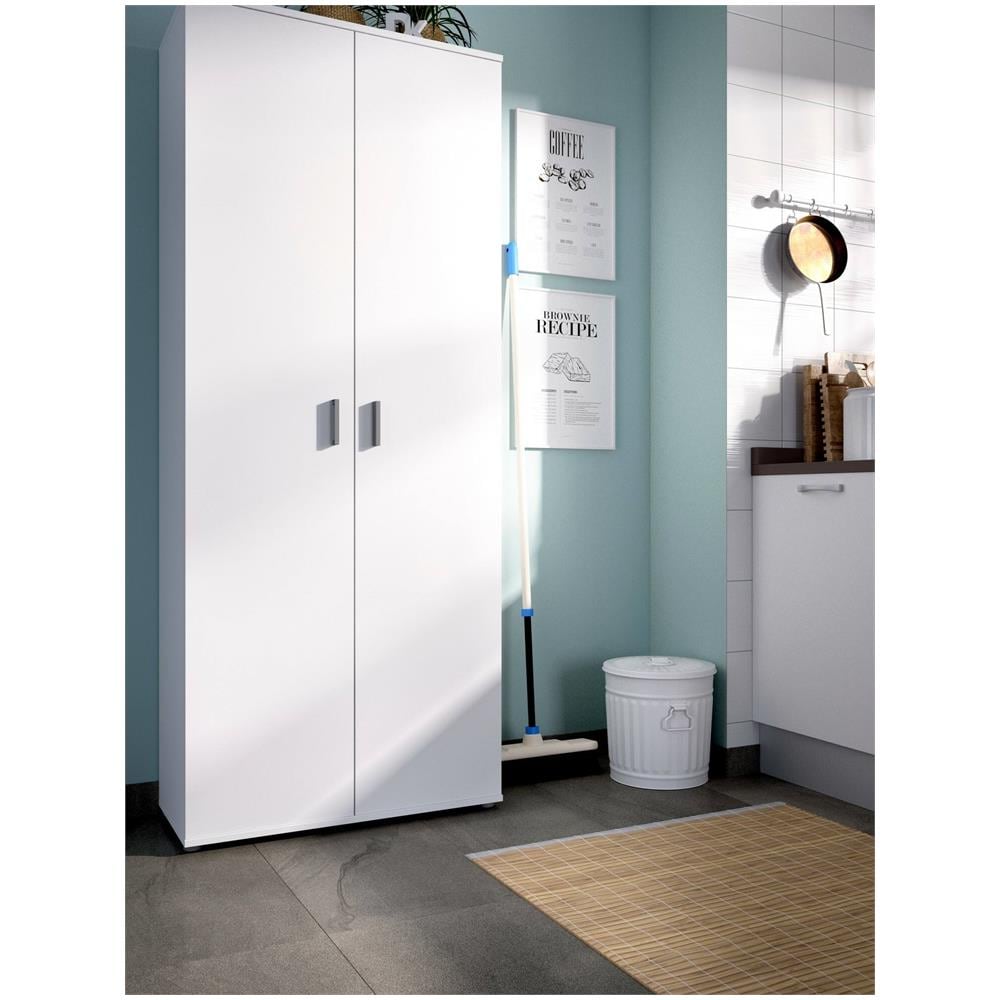 Armadio Multiuso Forcola, Mobile Multifunzione Portascope, Guardaroba A 2 Ante, 78x35h190 Cm, Bianco - Foto 1