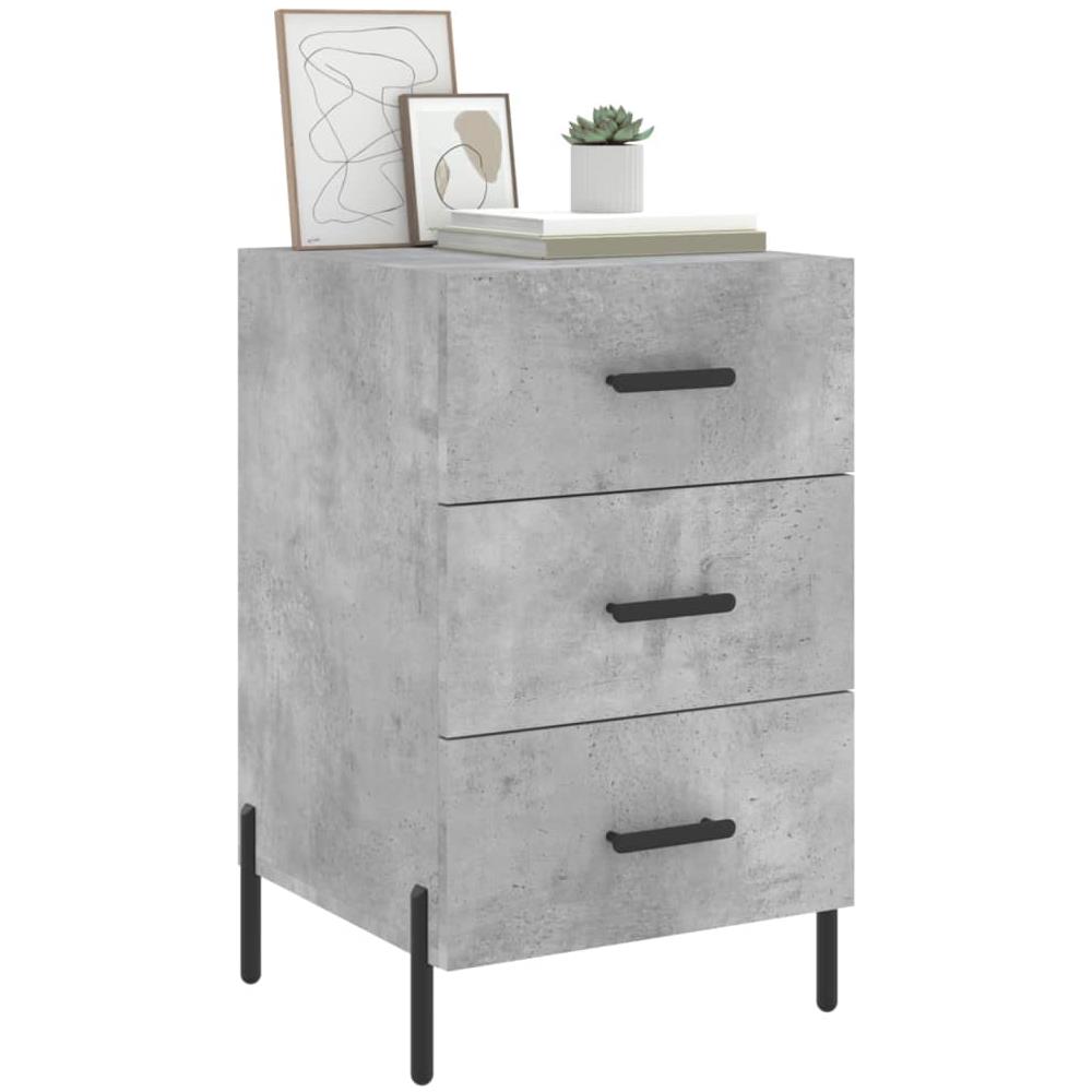 Comodino Grigio Cemento 40x40x66 Cm In Legno Multistrato - Foto 3