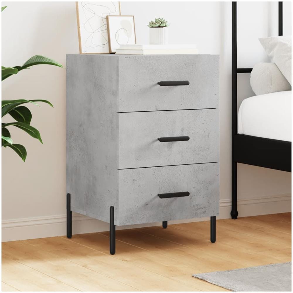 Comodino Grigio Cemento 40x40x66 Cm In Legno Multistrato - Foto 1