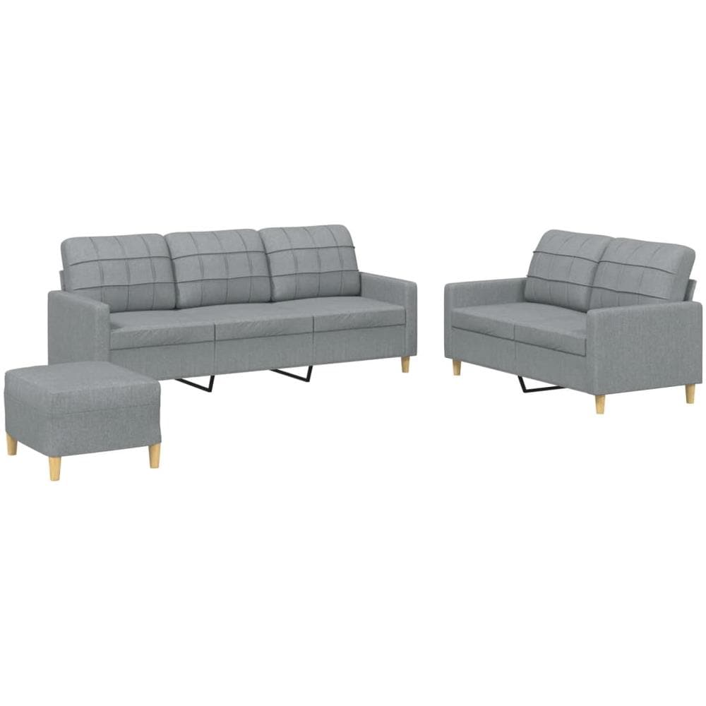 Set Di Divani 3 Pz Con Cuscini Grigio Chiaro In Tessuto - Foto 2
