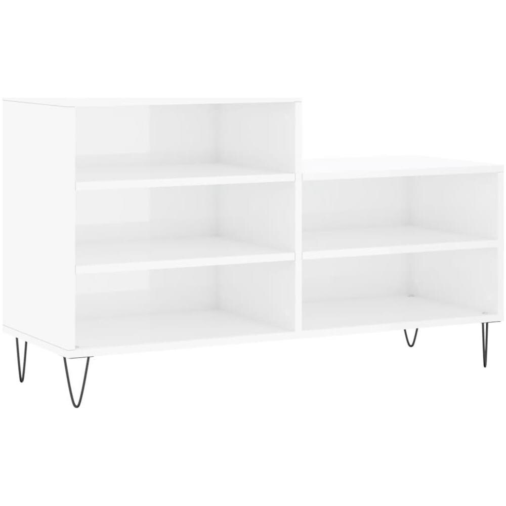 Scarpiera Bianco Lucido 102x36x60 Cm In Legno Multistrato - Foto 2