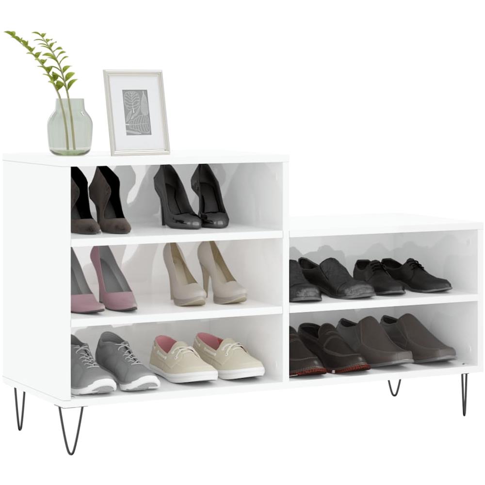 Scarpiera Bianco Lucido 102x36x60 Cm In Legno Multistrato - Foto 3