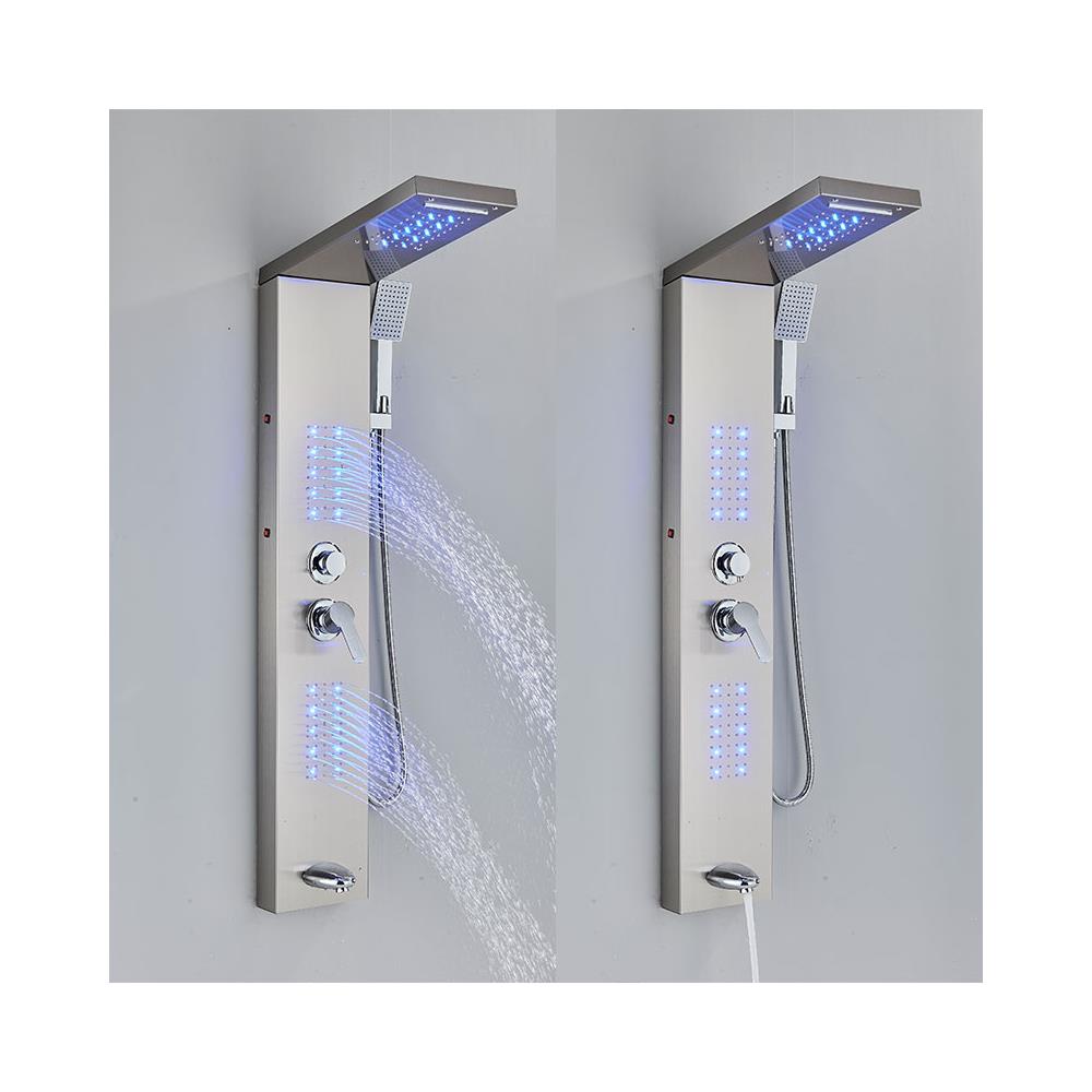 Pannello doccia, Blackswan, tipo M6002, modello nichelato con bocca, LED e funzioni SPA, misura 121 cm - Foto 4