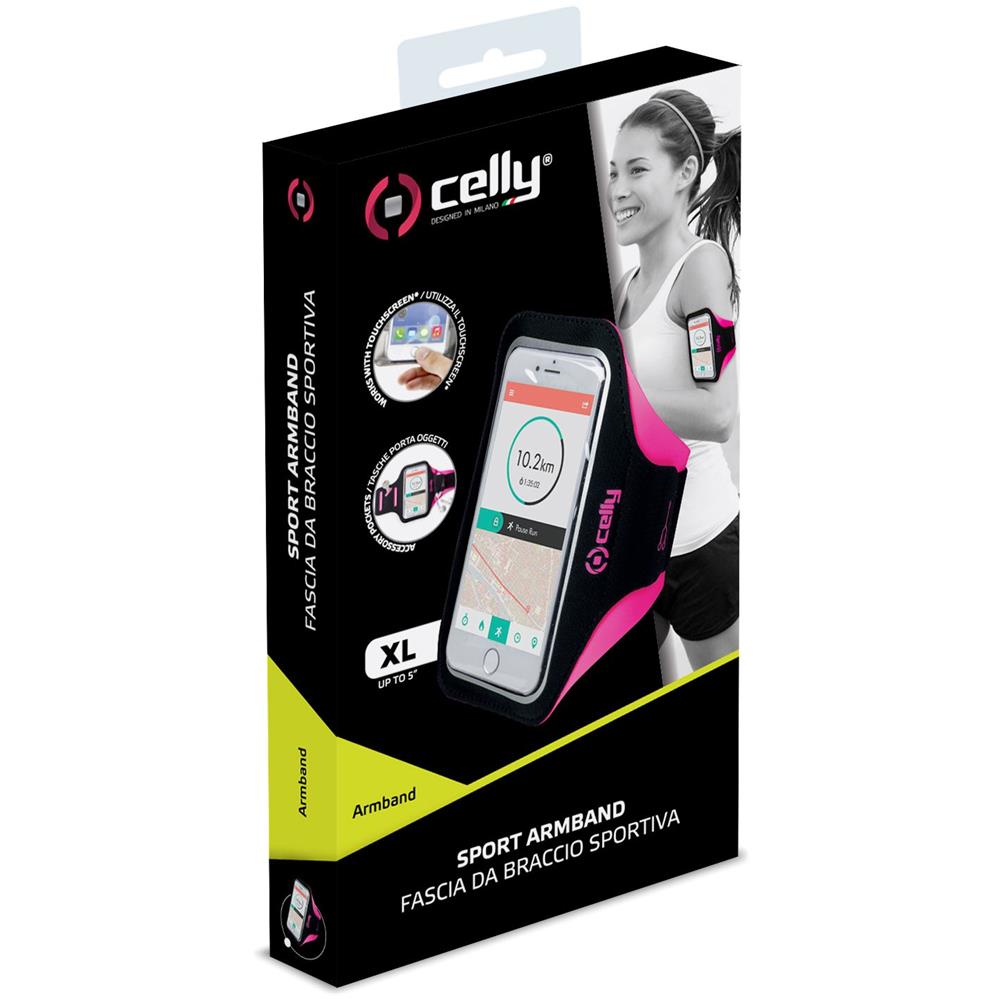 Armband Fascia da Braccio per Smartphone 5" Taglia XL Colore Nero / Rosa - Foto 5