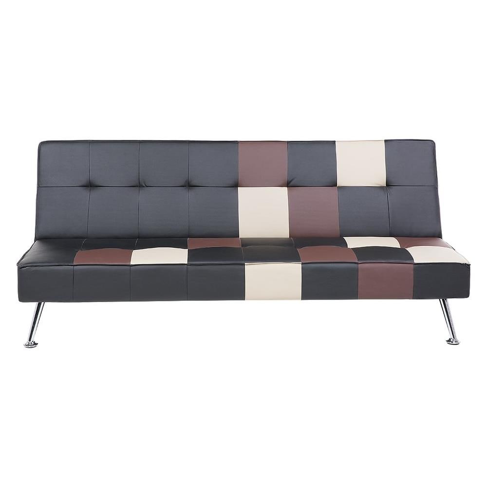 Divano Letto In Pelle Sintetica Beige E Marrone Olsker - Foto 1