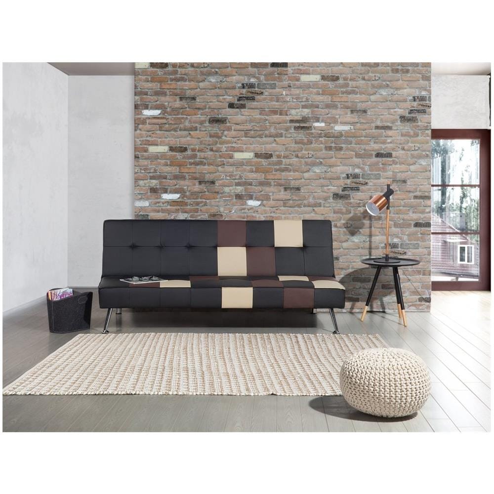 Divano Letto In Pelle Sintetica Beige E Marrone Olsker - Foto 2
