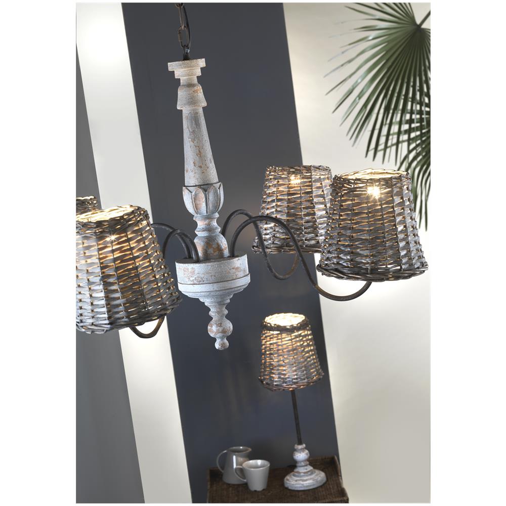 Lampada Da Tavolo Stile Shabby Con Paralume In Rattan H 40 Cm - Foto 2