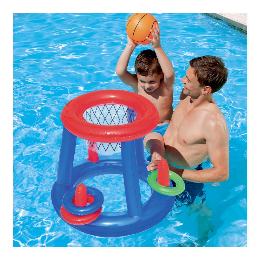 Canestro Di Basket Galleggiante + 1 Palla + 3 Anelli - 59 X 59 X 49 Cm - Foto 1