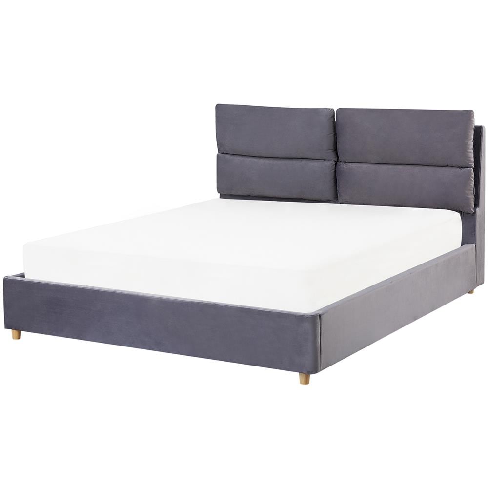 Letto In Velluto Grigio Con Contenitore 180x200 Cm Batilly - Foto 1